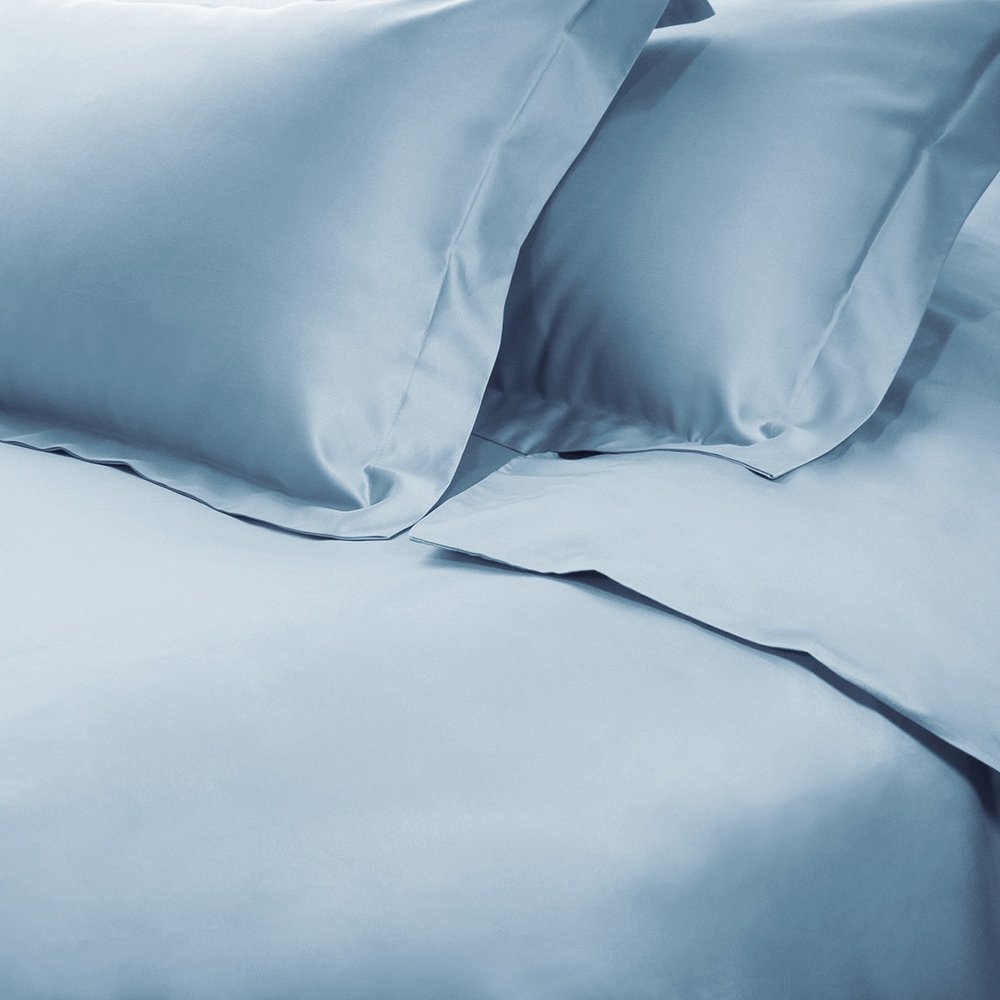 Baby Blue Twin Cotton Washable Duvet Cover Set With Sham — view 1