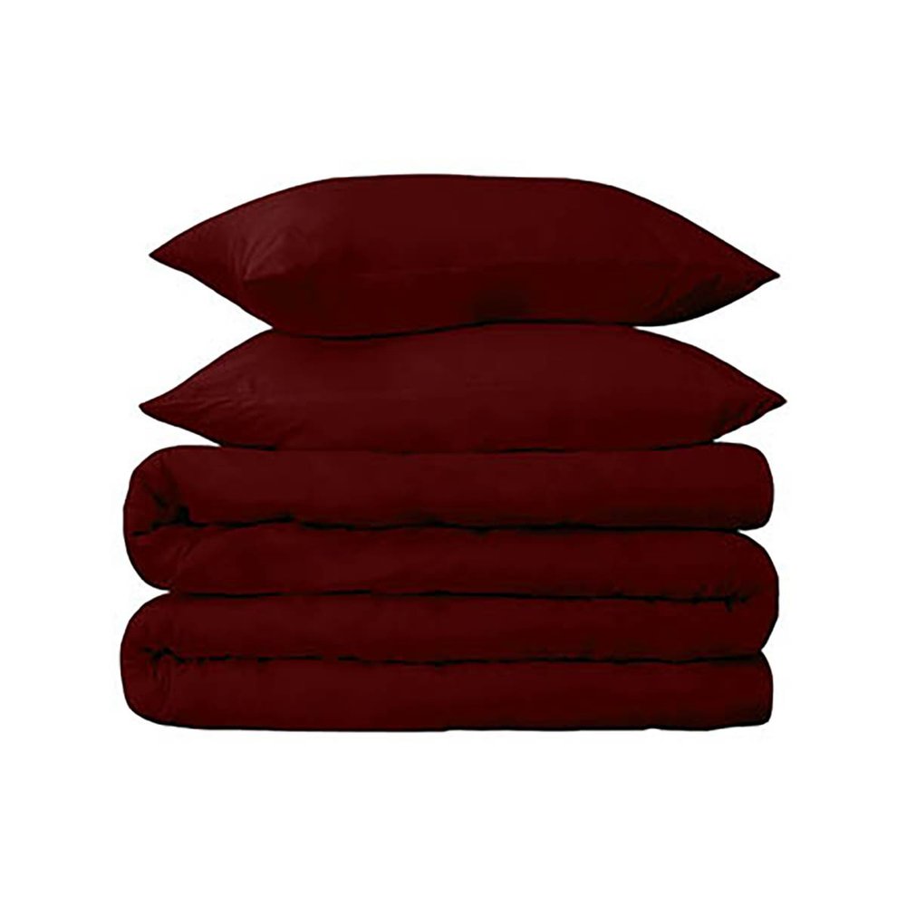 Burgundy Twin Cotton Washable Duvet Cover Set — view 1