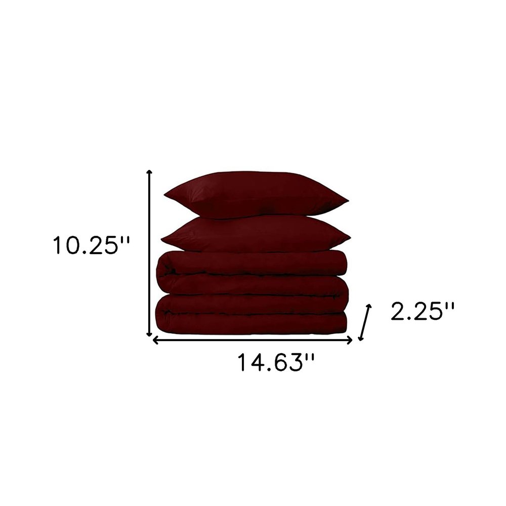 Burgundy Twin Cotton Washable Duvet Cover Set — view 2