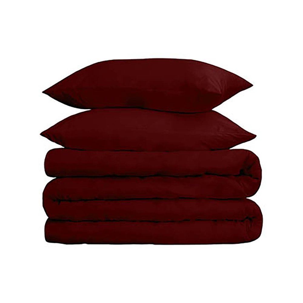 Burgundy Twin Cotton Washable Duvet Cover Set — view 3