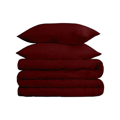 Burgundy Twin Cotton Washable Duvet Cover Set