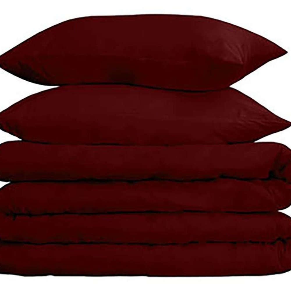 Burgundy Twin Cotton Washable Duvet Cover Set — view 6