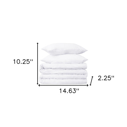 White Twin Cotton Blend 650 Thread Count Washable Duvet Cover Set