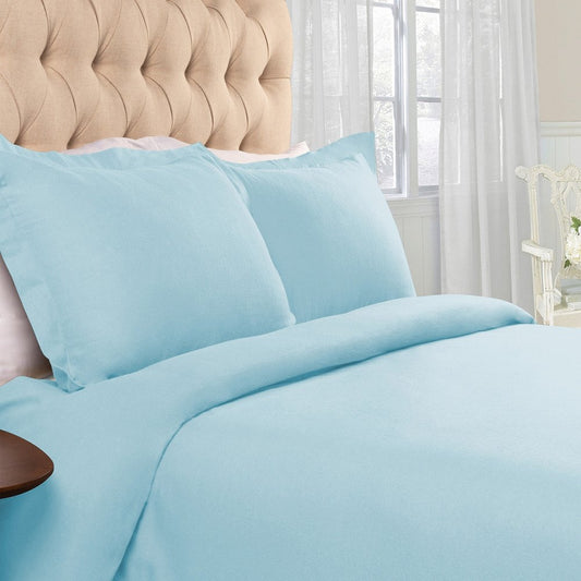 Light Blue King Cotton Blend 0 Thread Count Washable Duvet Cover Set HomeRoots