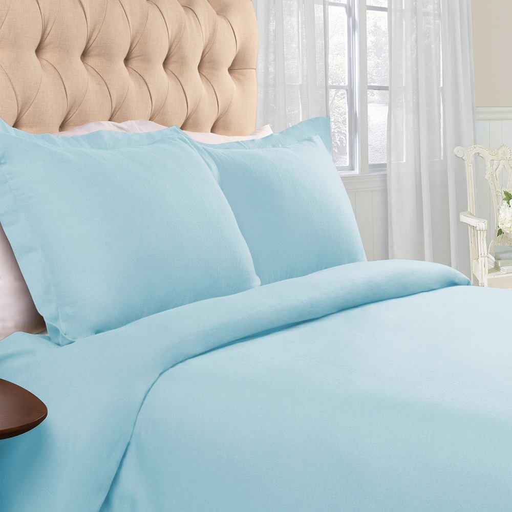 Light Blue King Cotton Blend 0 Thread Count Washable Duvet Cover Set HomeRoots