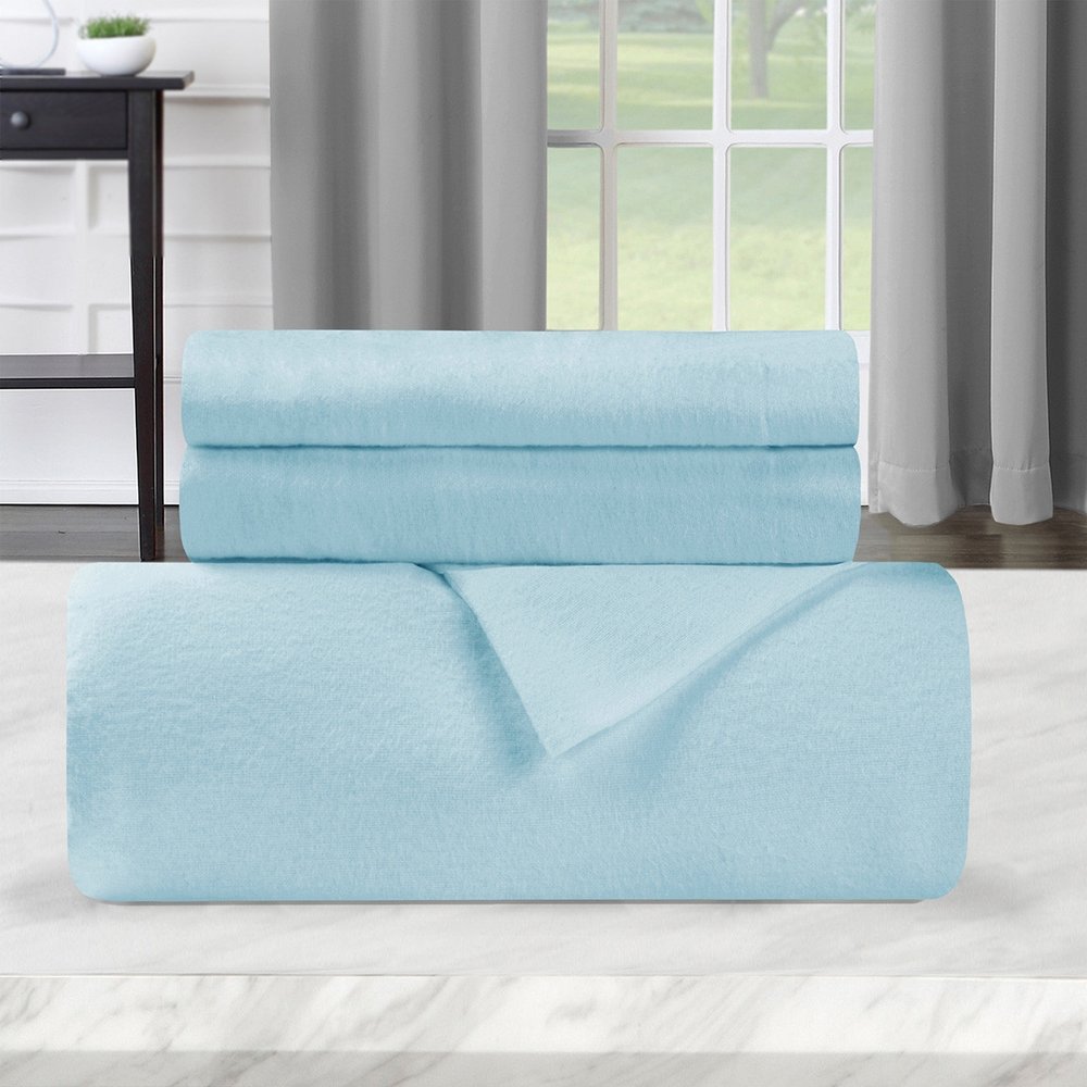 Light Blue King Cotton Blend 0 Thread Count Washable Duvet Cover Set HomeRoots