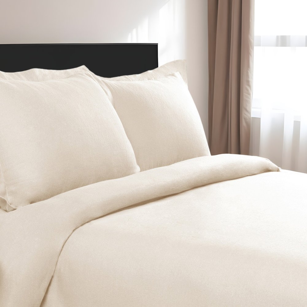 Ivory Twin Cotton Blend 0 Thread Count Washable Duvet Cover Set HomeRoots