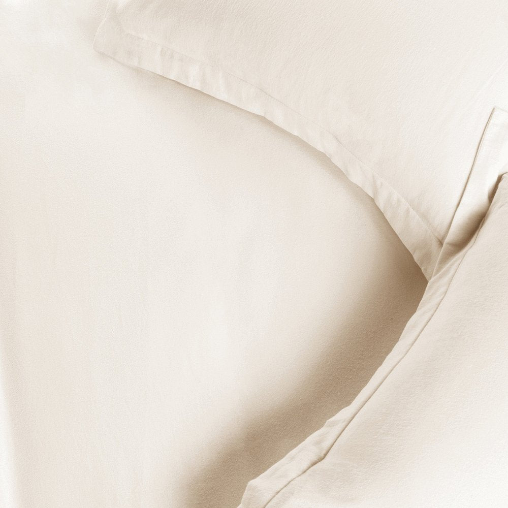 Ivory Twin Cotton Blend 0 Thread Count Washable Duvet Cover Set HomeRoots