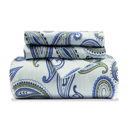 Blue and Green Queen Cotton Blend 0 Thread Count Washable Duvet Cover Set HomeRoots