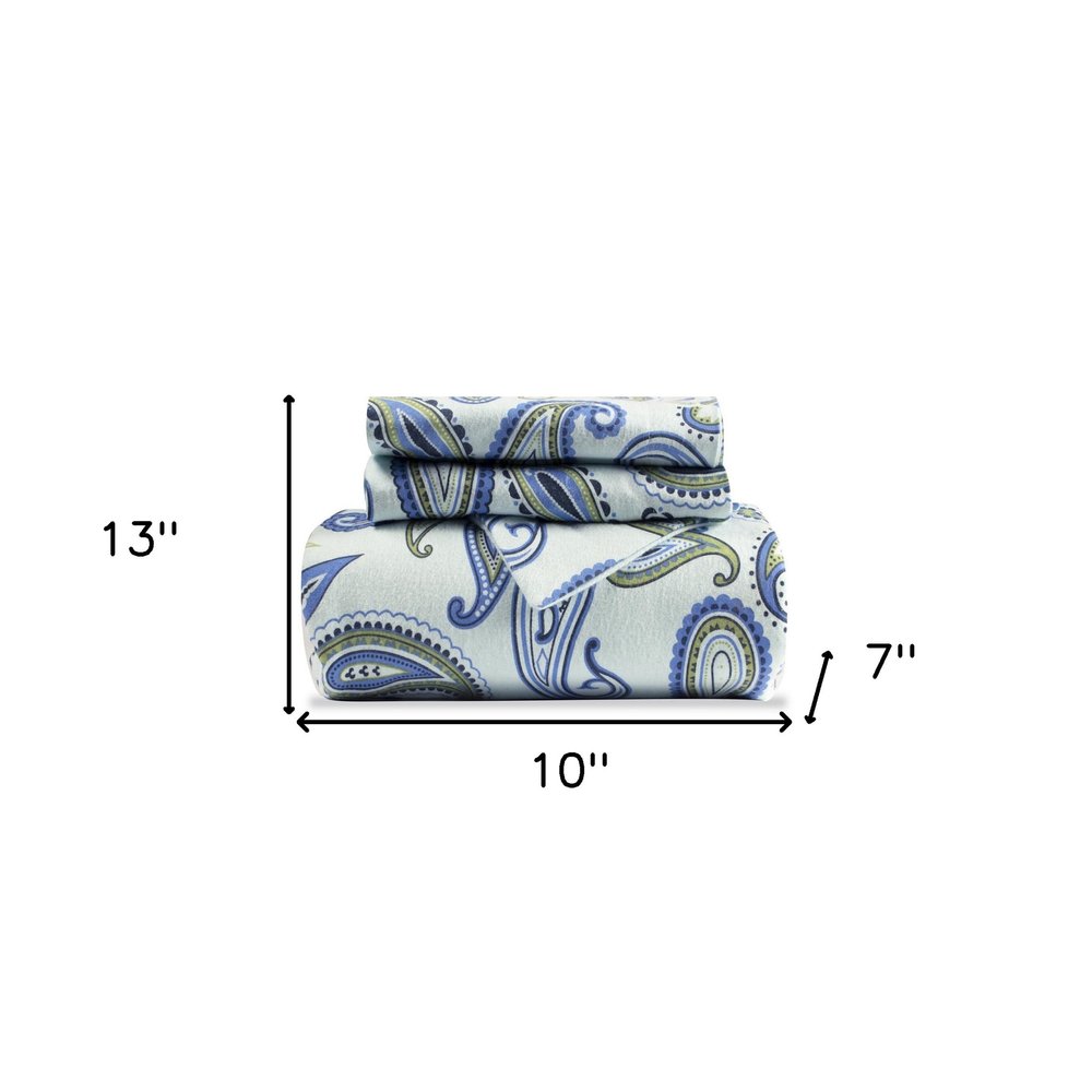 Blue and Green Queen Cotton Blend 0 Thread Count Washable Duvet Cover Set HomeRoots