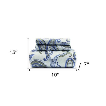 Blue and Green Queen Cotton Blend 0 Thread Count Washable Duvet Cover Set HomeRoots