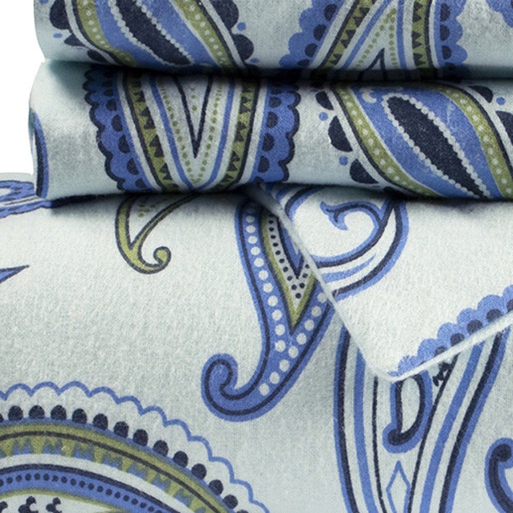 Blue and Green Queen Cotton Blend 0 Thread Count Washable Duvet Cover Set HomeRoots