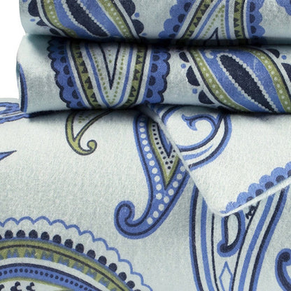 Blue and Green Queen Cotton Blend 0 Thread Count Washable Duvet Cover Set HomeRoots