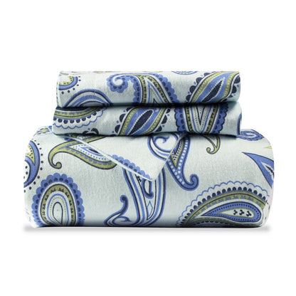 Blue and Green Queen Cotton Blend 0 Thread Count Washable Duvet Cover Set HomeRoots