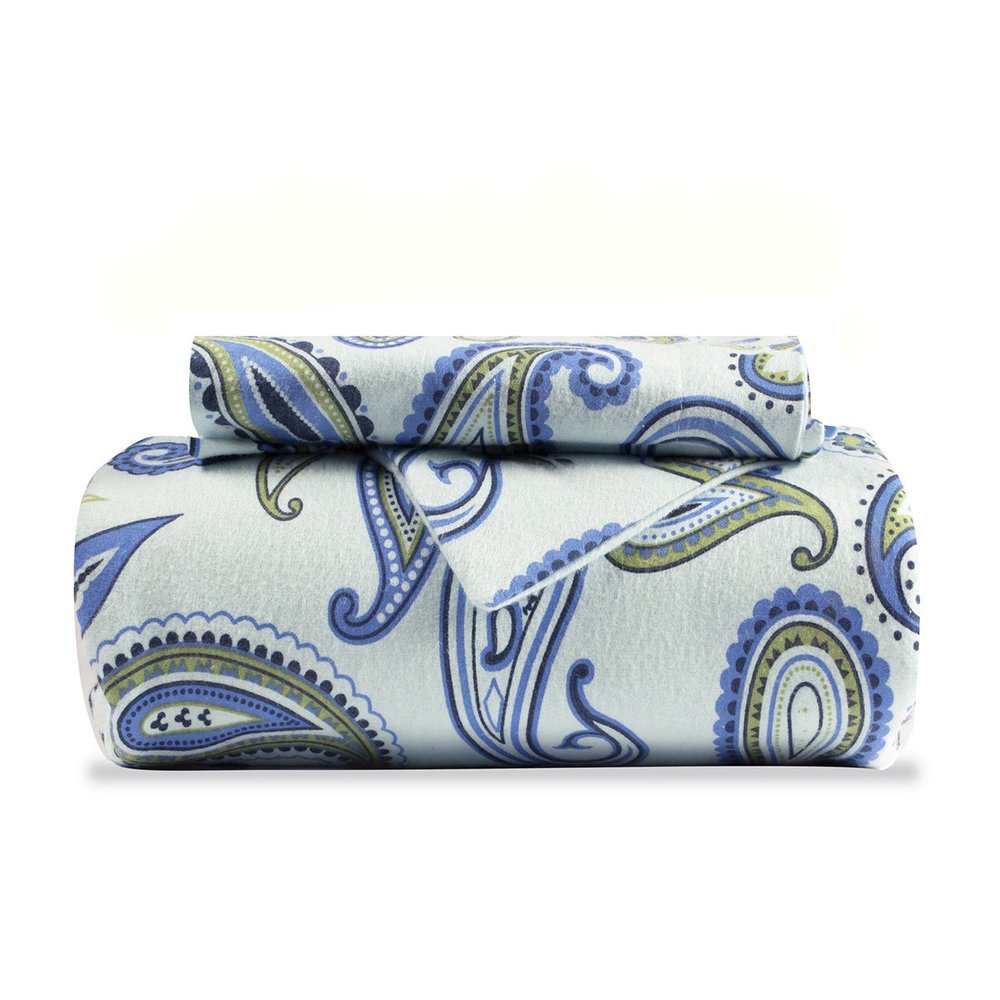 Blue and Green Twin Cotton Blend 0 Thread Count Washable Duvet Cover Set HomeRoots