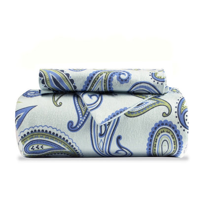 Blue and Green Twin Cotton Blend 0 Thread Count Washable Duvet Cover Set HomeRoots