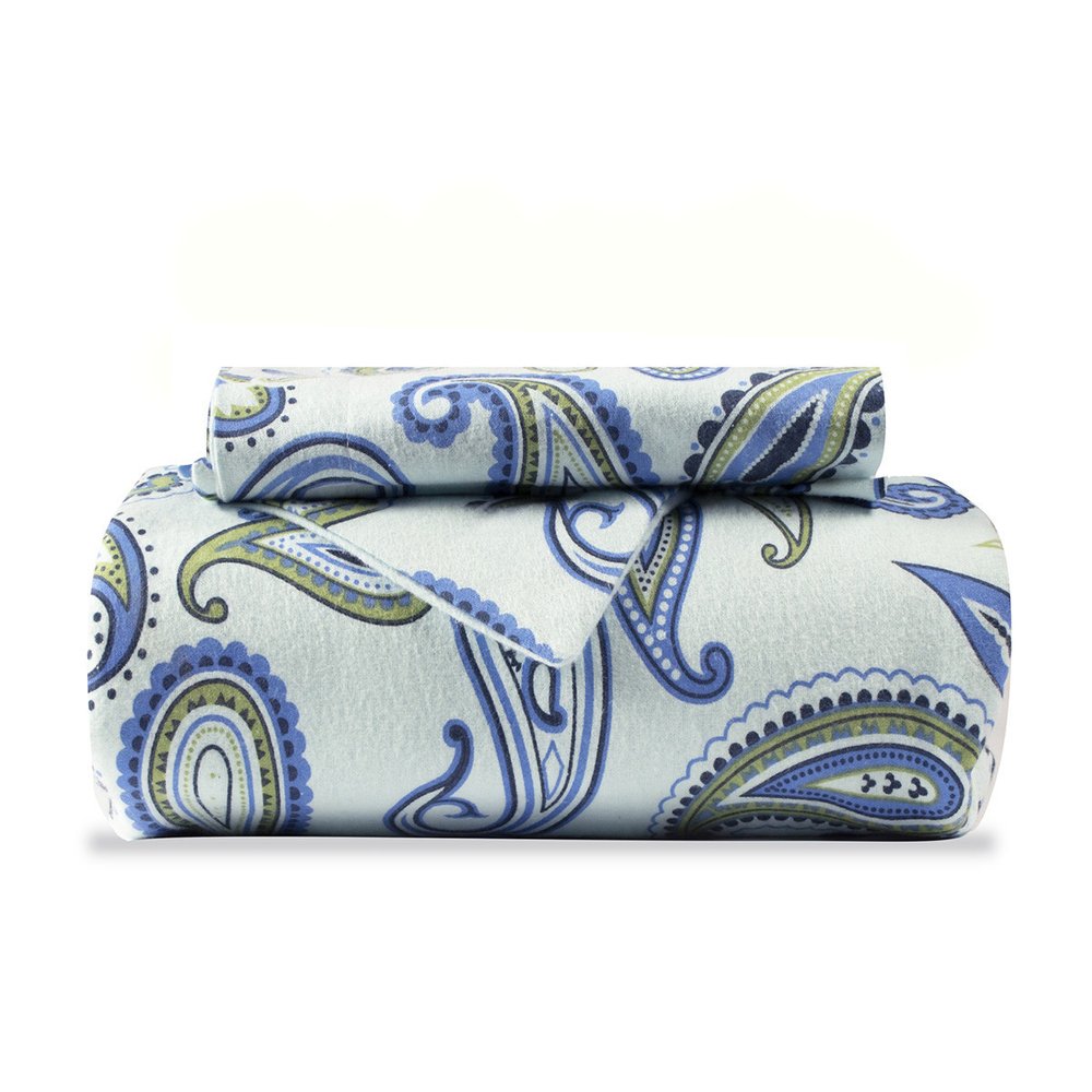 Blue and Green Twin Cotton Blend 0 Thread Count Washable Duvet Cover Set HomeRoots