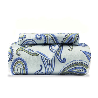 Blue and Green Twin Cotton Blend 0 Thread Count Washable Duvet Cover Set HomeRoots