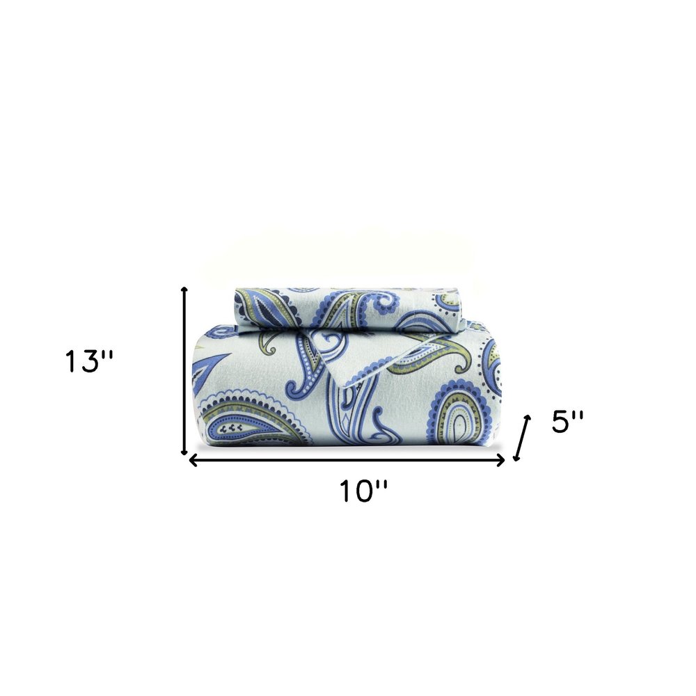 Blue and Green Twin Cotton Blend 0 Thread Count Washable Duvet Cover Set HomeRoots