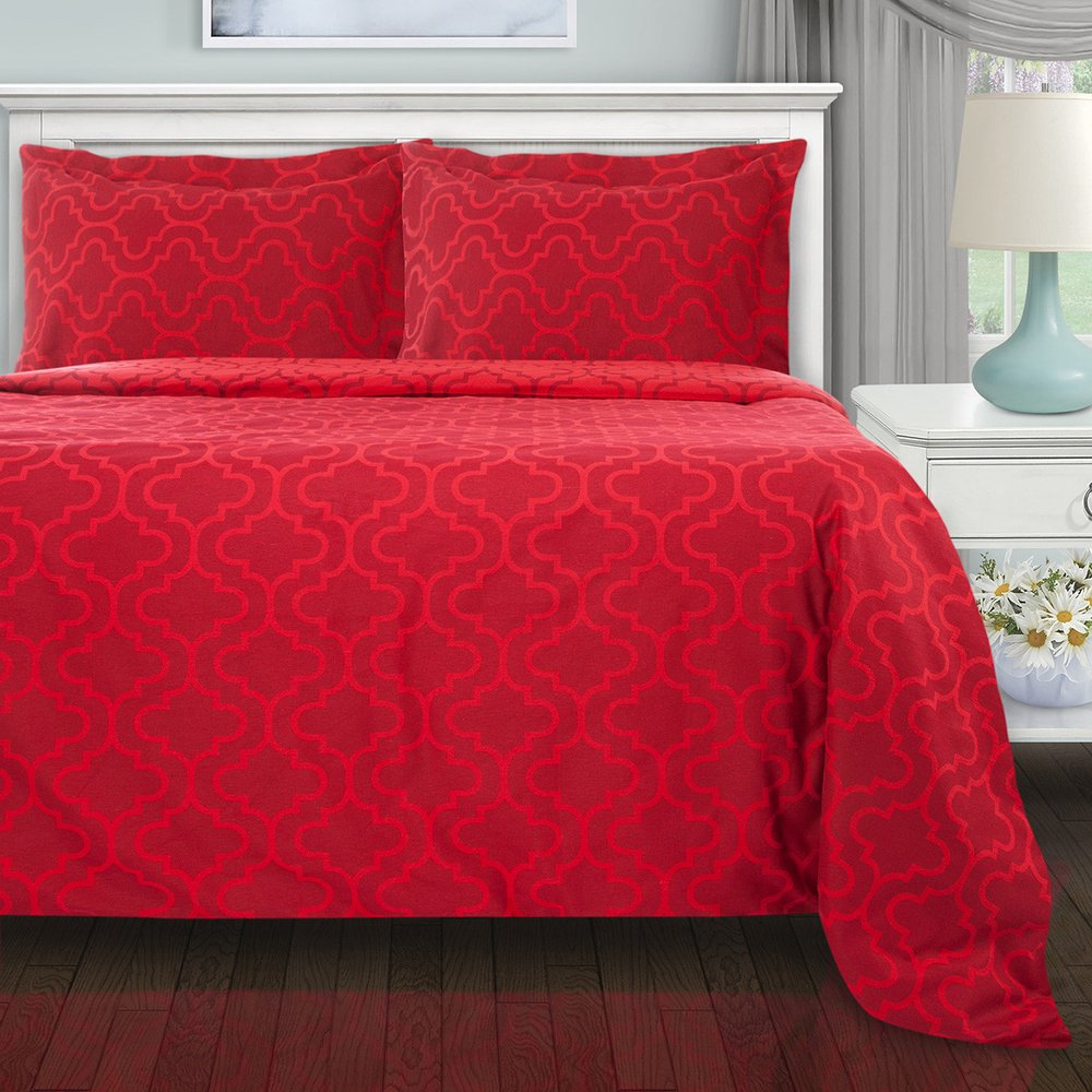Burgundy King Cotton Blend Thread Count Washable Duvet Cover Set HomeRoots