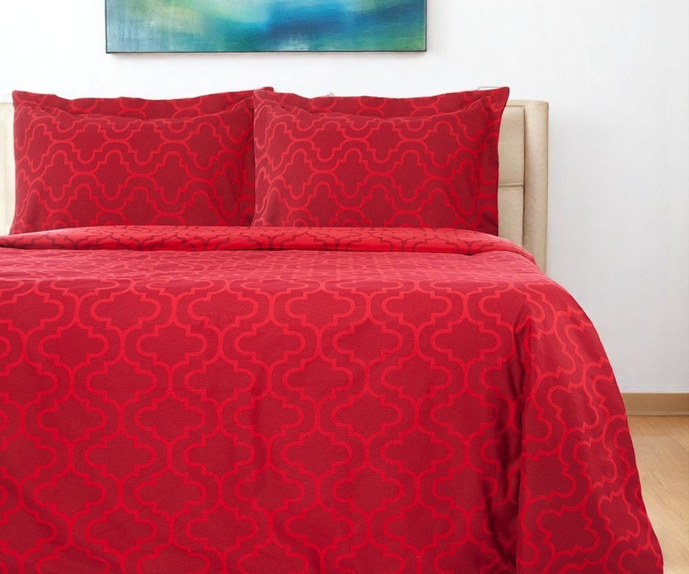 Burgundy King Cotton Blend Thread Count Washable Duvet Cover Set HomeRoots