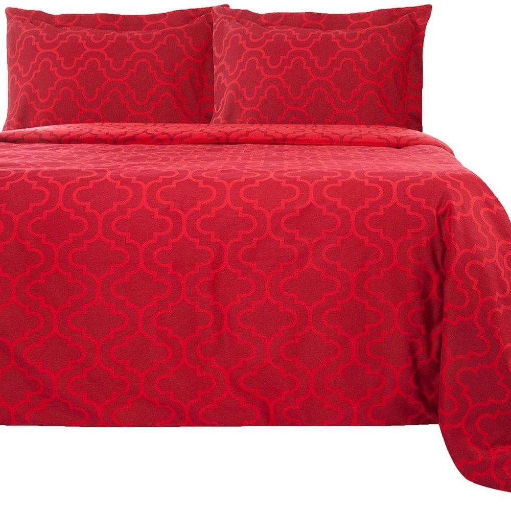 Burgundy King Cotton Blend Thread Count Washable Duvet Cover Set HomeRoots