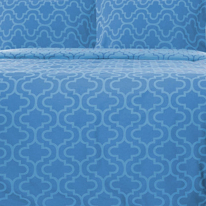 Light Blue King Cotton Blend Thread Count Washable Duvet Cover Set