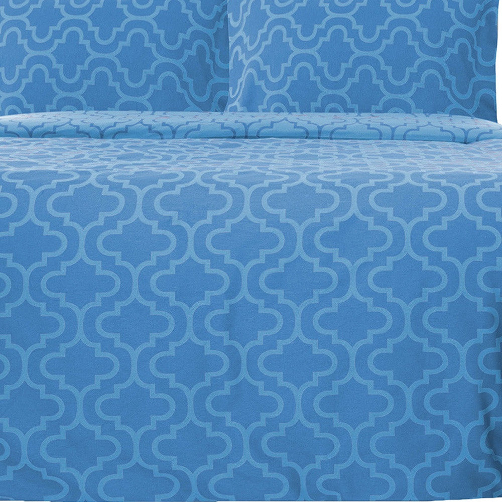 Light Blue King Cotton Blend Thread Count Washable Duvet Cover Set