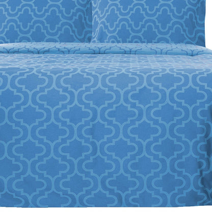 Light Blue King Cotton Blend Thread Count Washable Duvet Cover Set