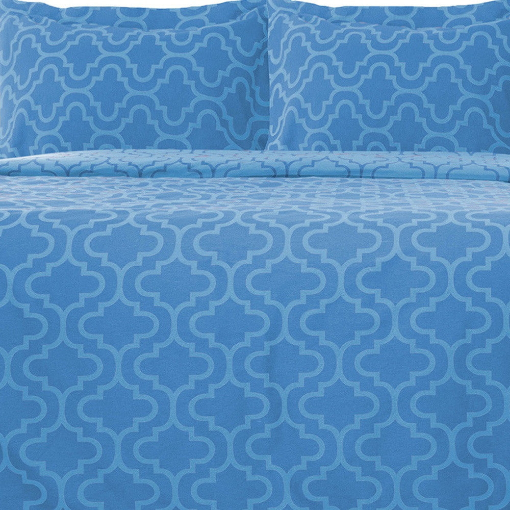 Light Blue King Cotton Blend Thread Count Washable Duvet Cover Set