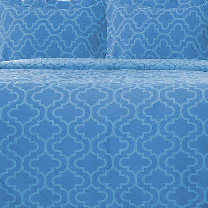 Light Blue King Cotton Blend Thread Count Washable Duvet Cover Set