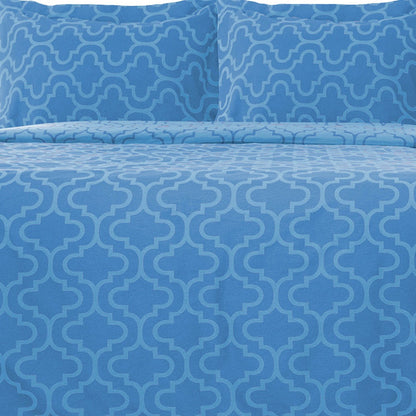 Light Blue King Cotton Blend Thread Count Washable Duvet Cover Set