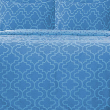 Light Blue King Cotton Blend Thread Count Washable Duvet Cover Set