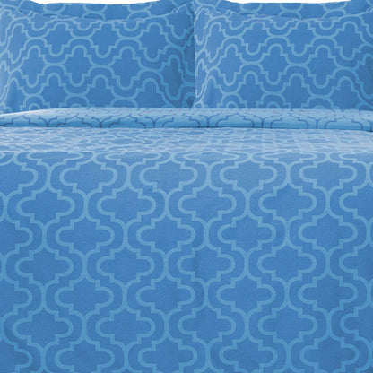 Light Blue King Cotton Blend Thread Count Washable Duvet Cover Set