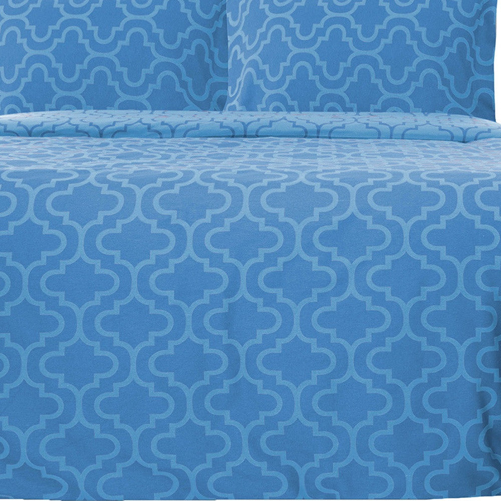 Light Blue King Cotton Blend Thread Count Washable Duvet Cover Set