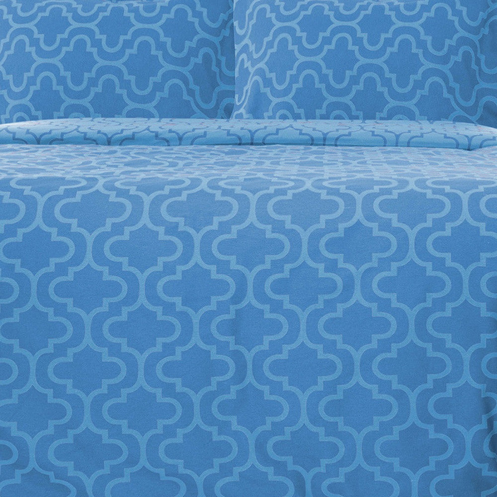 Light Blue King Cotton Blend Thread Count Washable Duvet Cover Set