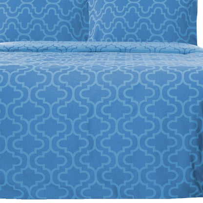 Light Blue King Cotton Blend Thread Count Washable Duvet Cover Set