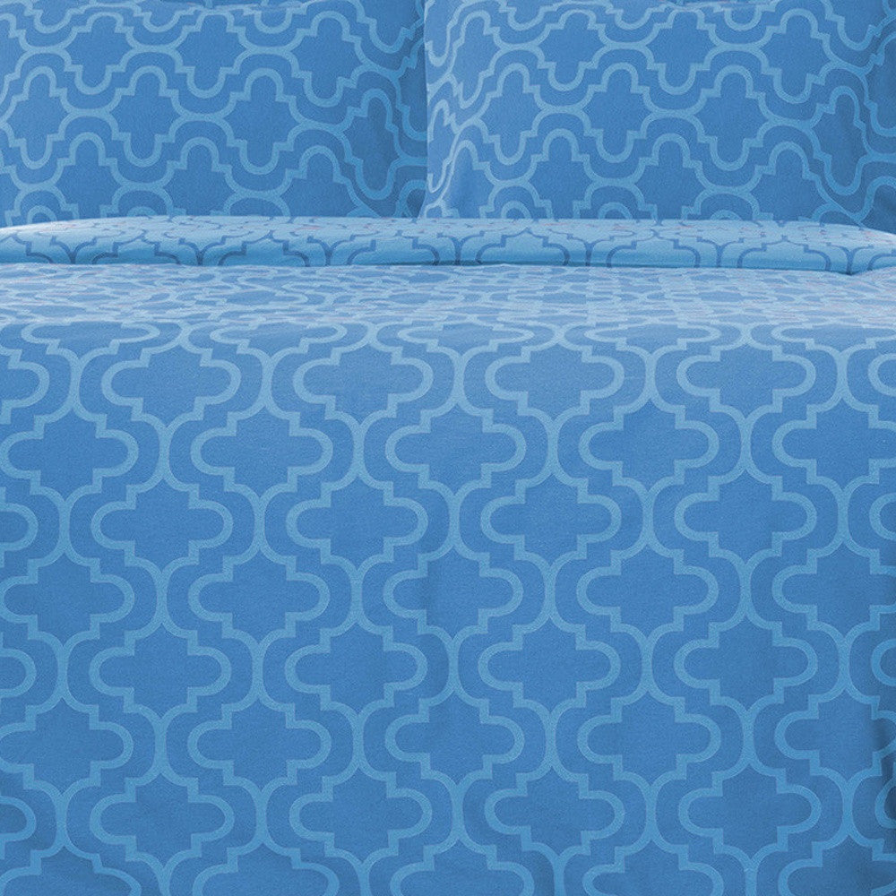 Light Blue King Cotton Blend Thread Count Washable Duvet Cover Set