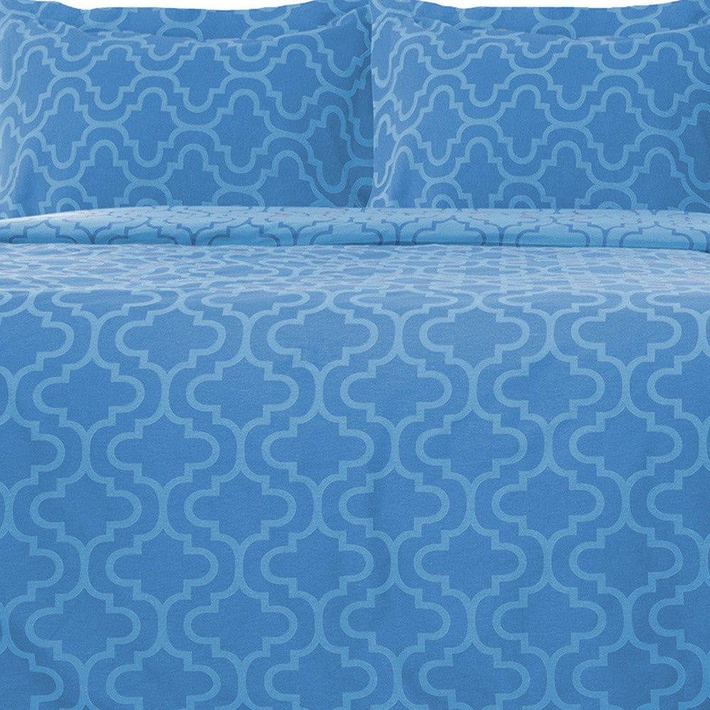 Light Blue King Cotton Blend Thread Count Washable Duvet Cover Set