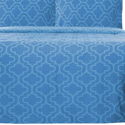 Light Blue King Cotton Blend Thread Count Washable Duvet Cover Set