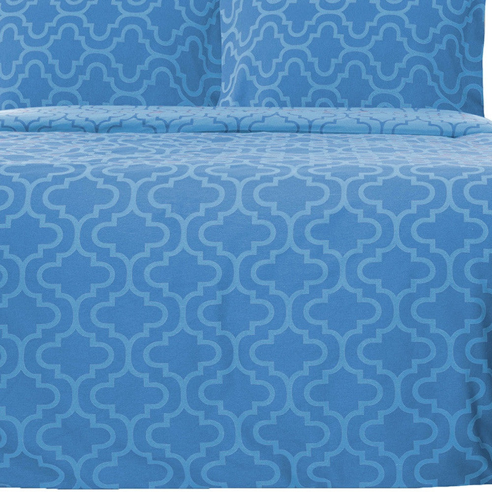 Light Blue King Cotton Blend Thread Count Washable Duvet Cover Set