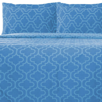 Light Blue King Cotton Blend Thread Count Washable Duvet Cover Set