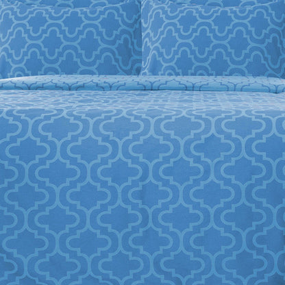 Light Blue King Cotton Blend Thread Count Washable Duvet Cover Set