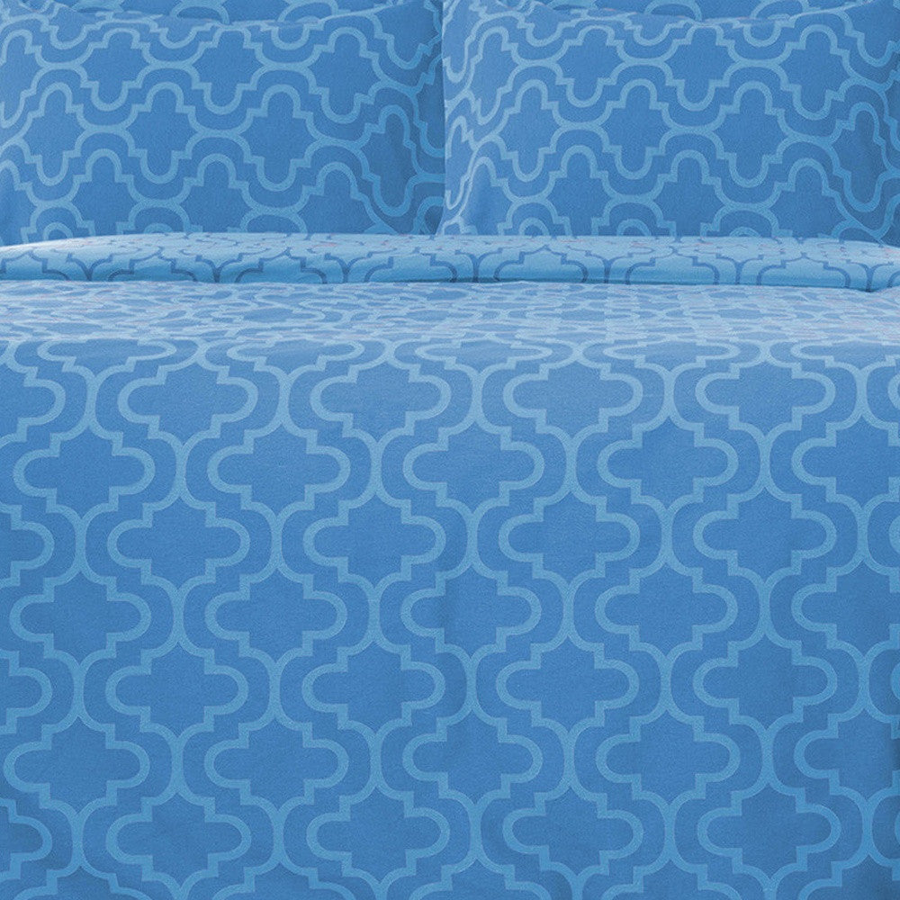 Light Blue King Cotton Blend Thread Count Washable Duvet Cover Set