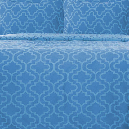 Light Blue King Cotton Blend Thread Count Washable Duvet Cover Set