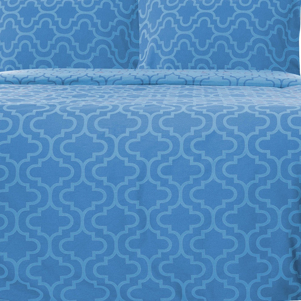 Light Blue King Cotton Blend Thread Count Washable Duvet Cover Set