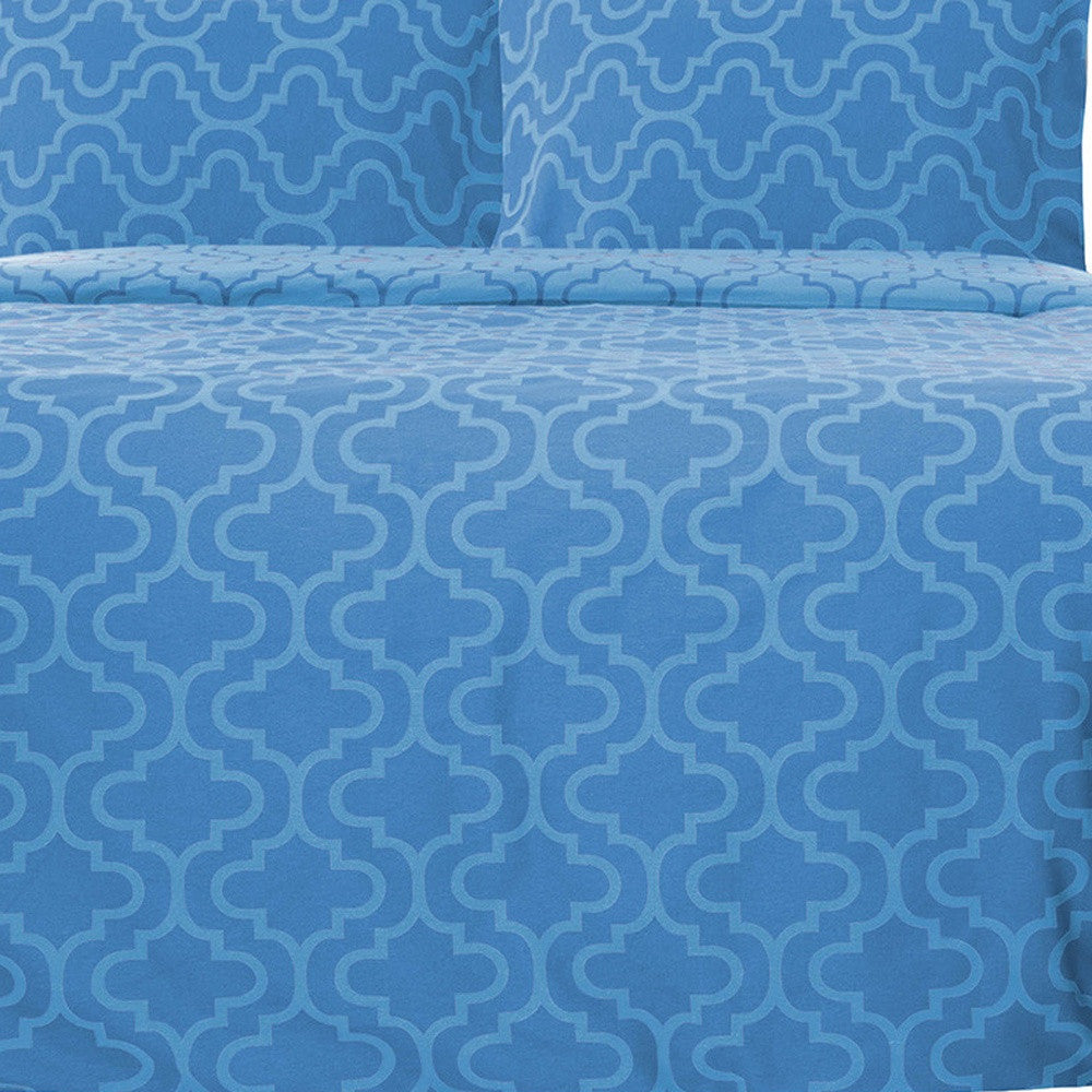 Light Blue King Cotton Blend Thread Count Washable Duvet Cover Set