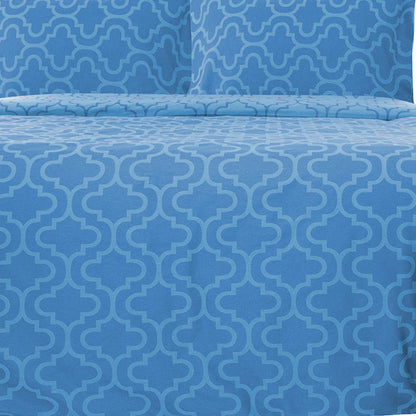 Light Blue King Cotton Blend Thread Count Washable Duvet Cover Set