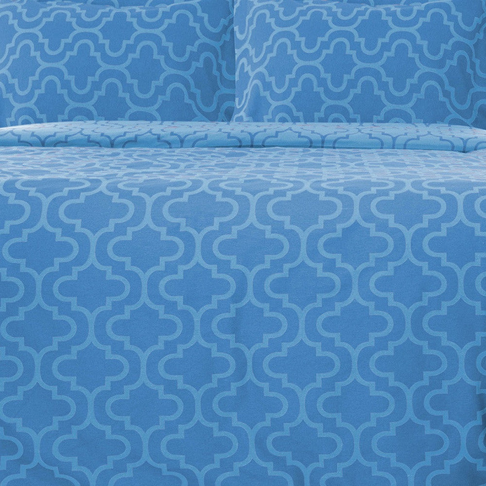 Light Blue King Cotton Blend Thread Count Washable Duvet Cover Set