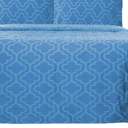 Light Blue King Cotton Blend Thread Count Washable Duvet Cover Set